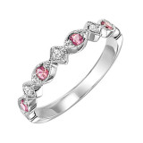 Gems One 14Kt White Gold Diamond (1/20Ctw) & Pink Tourmaline (1/6 Ctw) Ring - FR1235-4WD photo