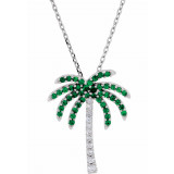 14K White Tsavorite Garnet & .08 CTW Diamond 16 Necklace - 61379844020P photo
