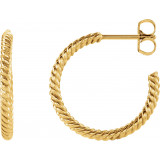 14K Yellow 17 mm Rope Hoop Earrings - 86111101P photo 2