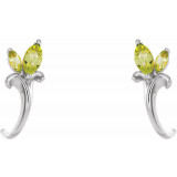 14K White Peridot Floral-Inspired J-Hoop Earrings - 868156010P photo 2