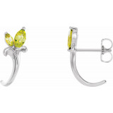 14K White Peridot Floral-Inspired J-Hoop Earrings - 868156010P photo