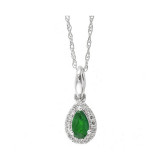 Gems One 10Kt White Gold Diamond (1/20Ctw) & Emerald (1/5 Ctw) Pendant - PD35152-1WDE photo