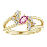 14K Yellow Pink Tourmaline & 1/8 CTW Diamond Bypass Ring - 72099632P photo 3