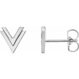 14K White 8 mm Double V Earrings - 862586006P photo