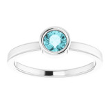 14K White 4.5 mm Round Blue Zircon Ring - 718066277P photo 3