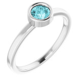 14K White 4.5 mm Round Blue Zircon Ring - 718066277P photo