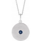 14K White Blue Sapphire Disc 16-18 Necklace - 8651460099P photo