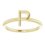 14K Yellow Initial P Ring - 51895192P photo 3