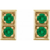 14K Yellow Emerald Two-Stone Earrings - 86538621P photo 2
