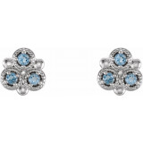 14K White Aquamarine Three-Stone Earrings - 86550600P photo 2