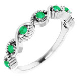 14K White Emerald Stackable Ring - 720466011P photo