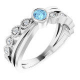 14K White Aquamarine & .05 CTW Diamond Ring - 71930600P photo