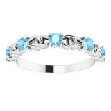 14K White Aquamarine Stackable Link Ring - 72047608P photo 3