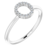 14K White .06 CTW Diamond Initial O Ring - 1238346070P photo