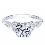 Gabriel & Co. 14k White Gold Victorian Straight Engagement Ring - ER11721R4W44JJ photo