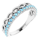 14K White Aquamarine Infinity-Inspired Stackable Ring - 72003615P photo