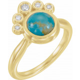 14K Yellow Kingman Turquoise & 1/8 CTW Diamond Ring - 72052606P photo
