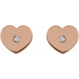 14K Rose .01 CTW Diamond Solitaire Heart Youth Earrings - 192032602P photo 2
