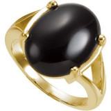 14K Yellow Onyx Cabochon Split Shank Ring - 61381101P photo