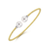 Gabriel & Co. 14k Yellow Gold Bujukan Pearl & Diamond Bangle Bracelet - BG4247-65Y45PL photo 2