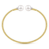 Gabriel & Co. 14k Yellow Gold Bujukan Pearl & Diamond Bangle Bracelet - BG4247-65Y45PL photo 3
