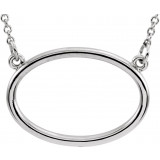 14K White Horizontal Oval 16 Necklace - 85869101P photo