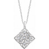 14K White 1/10 CTW Diamond Granulated Filigree 18 Necklace - 65260960000P photo