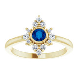 14K Yellow Blue Sapphire & 1/5 CTW Diamond Ring - 720896030P photo 3
