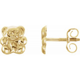 14K Yellow Teddy Bear Earrings - 19202610000P photo