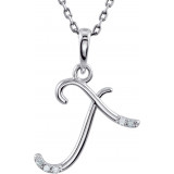 14K White .025 CTW Diamond Initial T 18 Necklace - 8555760064P photo