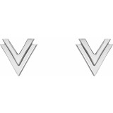 Platinum 8 mm Double V Earrings - 862586010P photo 2