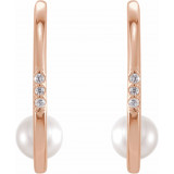 14K Rose Freshwater Cultured Pearl & .025 CTW Diamond Hoop Earrings - 87032607P photo 2
