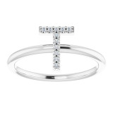 14K White .06 CTW Diamond Initial T Ring - 1238346095P photo 3