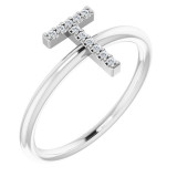 14K White .06 CTW Diamond Initial T Ring - 1238346095P photo