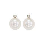 Gems One 14Kt White Gold Diamond (1/20Ctw) & Pearl (1 Ctw) Earring - PSD8.5AAA-4W photo
