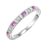 Gems One 10Kt White Gold Diamond (1/12Ctw) & Pink Sapphire (1/8 Ctw) Ring - FR1038-1WD photo
