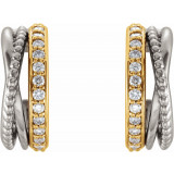 14K Yellow/White 1/5 CTW Beaded Hoop Earrings - 86549604P photo 2