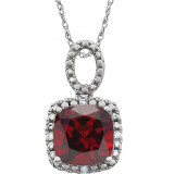 14K White Mozambique Garnet & .03 CTW Diamond 18 Necklace - 651606105P photo