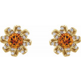 14K Yellow Citrine & 1/6 CTW Diamond Halo-Style Earrings - 87092630P photo 2