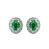 Gems One 10Kt White Gold Diamond (1/6Ctw) & Emerald (3/8 Ctw) Earring - ER31974-1WDE photo