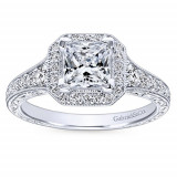 Gabriel & Co. 14k White Gold Victorian Halo Engagement Ring - ER11793S4W44JJ photo