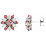 14K White Pink Tourmaline & Ethiopian Opal Cabochon Earrings - 86952600P photo