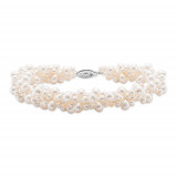 Mastaloni Ladies 14k White Gold 7 inch Roped Freshwater Pearl Strand Bracelet photo