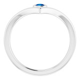 14K White Blue Sapphire Solitaire Bezel-Set V Ring - 71994608P photo 2