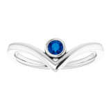 14K White Blue Sapphire Solitaire Bezel-Set V Ring - 71994608P photo 3