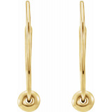 14K Yellow Youth Hoop Earrings with Bead - 192301600P photo 2