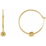 14K Yellow Youth Hoop Earrings with Bead - 192301600P photo