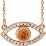 14K Rose Citrine & White Sapphire Evil Eye 18 Necklace - 86832723P photo