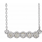 14K White 1/5 CTW Diamond Bar 16-18 Necklace - 86609605P photo