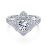 Gabriel & Co. 14k White Gold Art Deco Halo Engagement Ring - ER14490R4W44JJ photo